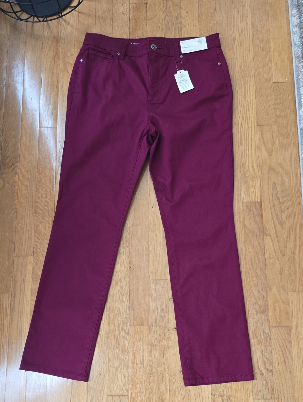 St. John's Bay Brand Women's Straight-Leg Jeans in Deep Wine Size 14